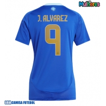 Camisa de Futebol Argentina Julian Alvarez #9 Equipamento Secundário Mulheres Copa America 2024 Manga Curta